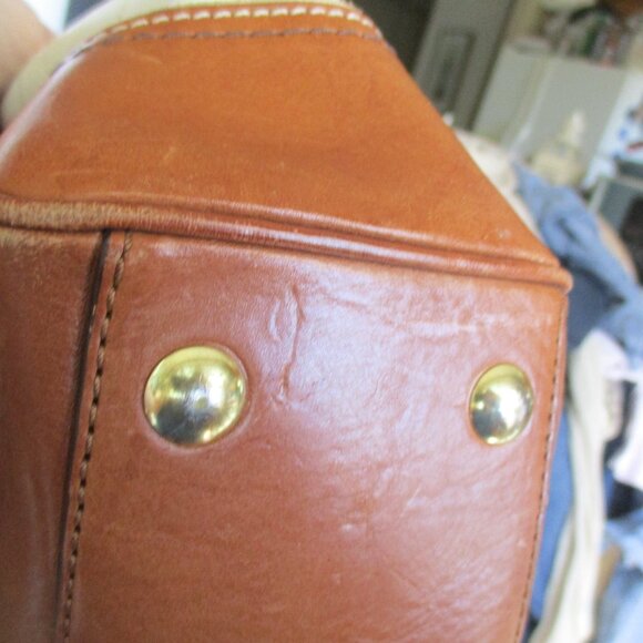 Coach Brown cream classic Leather Satchel purse - Picture 7 of 14